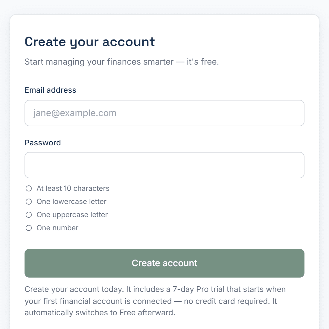 Create your free account